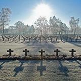 War cemetery on freezing winterday